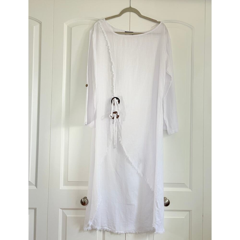 CHICME White Draped 2 Piece Pants Set M Flowy Boho Resort Coastal Outfit - Picture 8 of 14